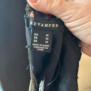 Revamped Black Dress with Gold Lace Detailing-party wear